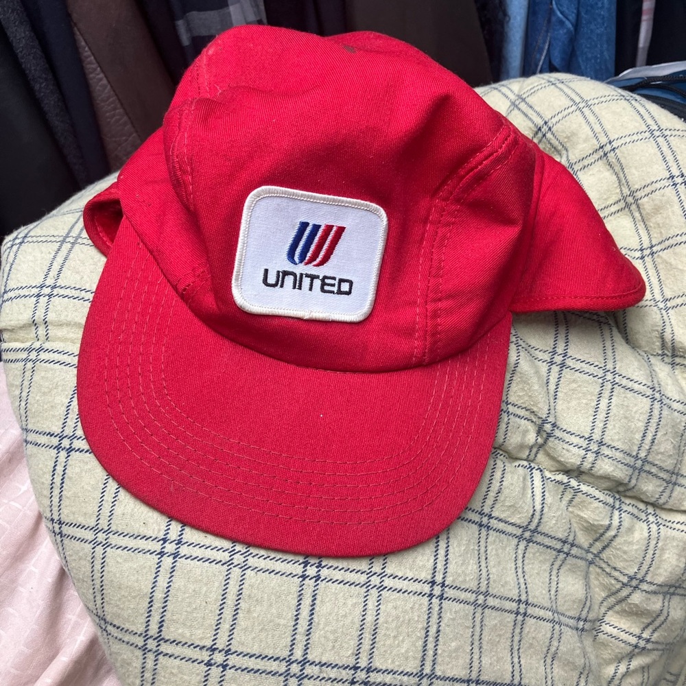 Vintage United airlines winter fleece cap hat made in USA adult size large rare